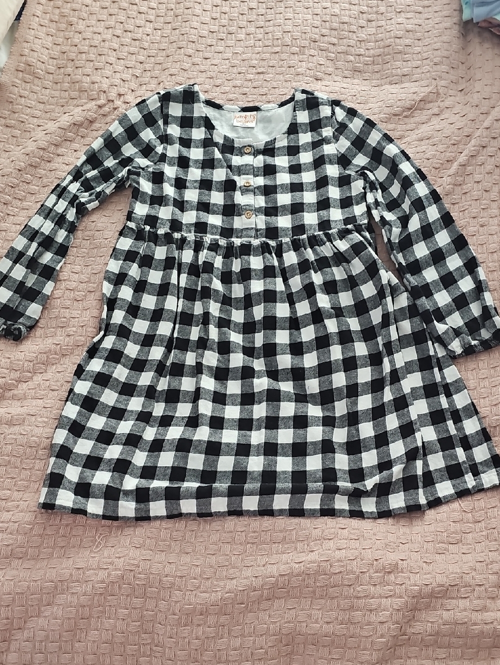 🍉jumping beans Black and White Buffalo Check Button Front Dress